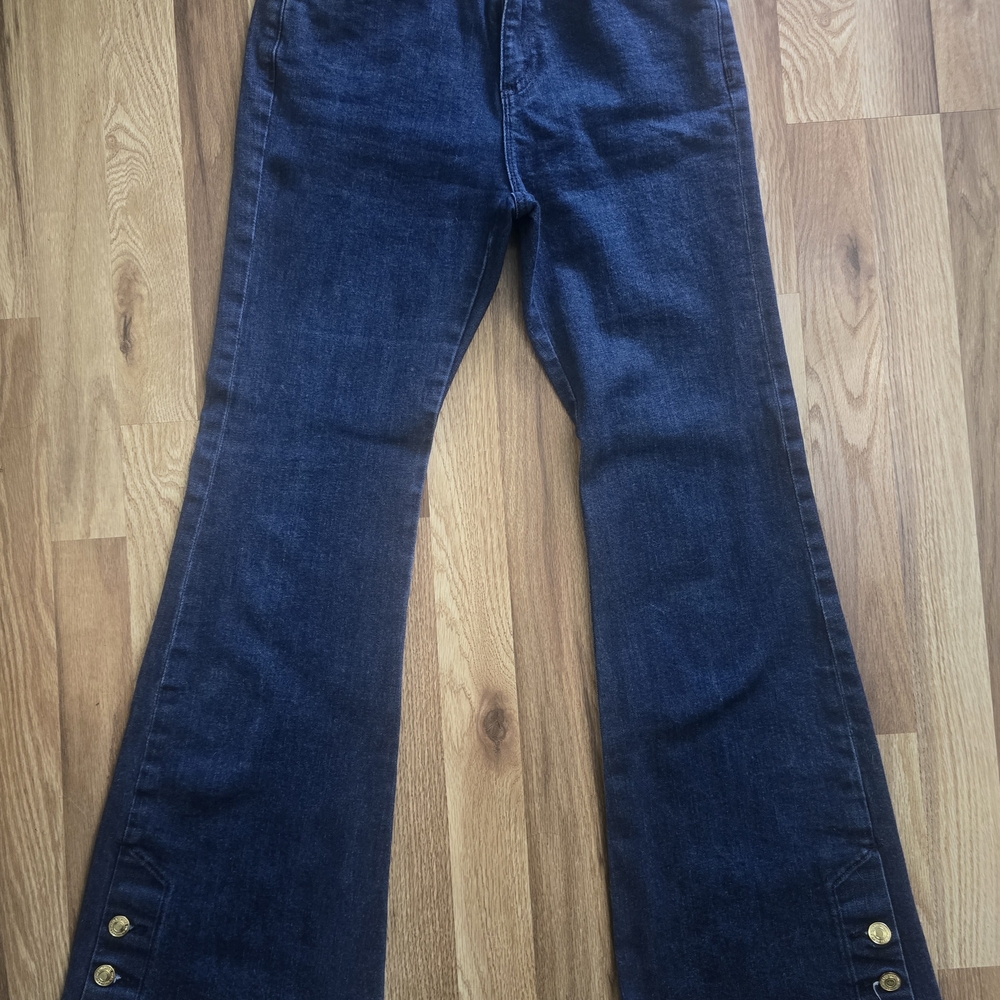 Michael Kors Navy Flare Jeans with Gold Accents